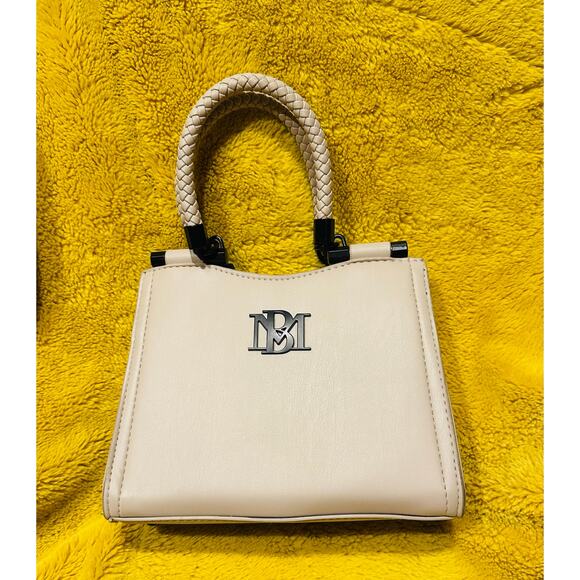 Badgley Mischka Small Braid Trim Convertible Top-Handle Bag Cream career chic - Picture 1 of 11